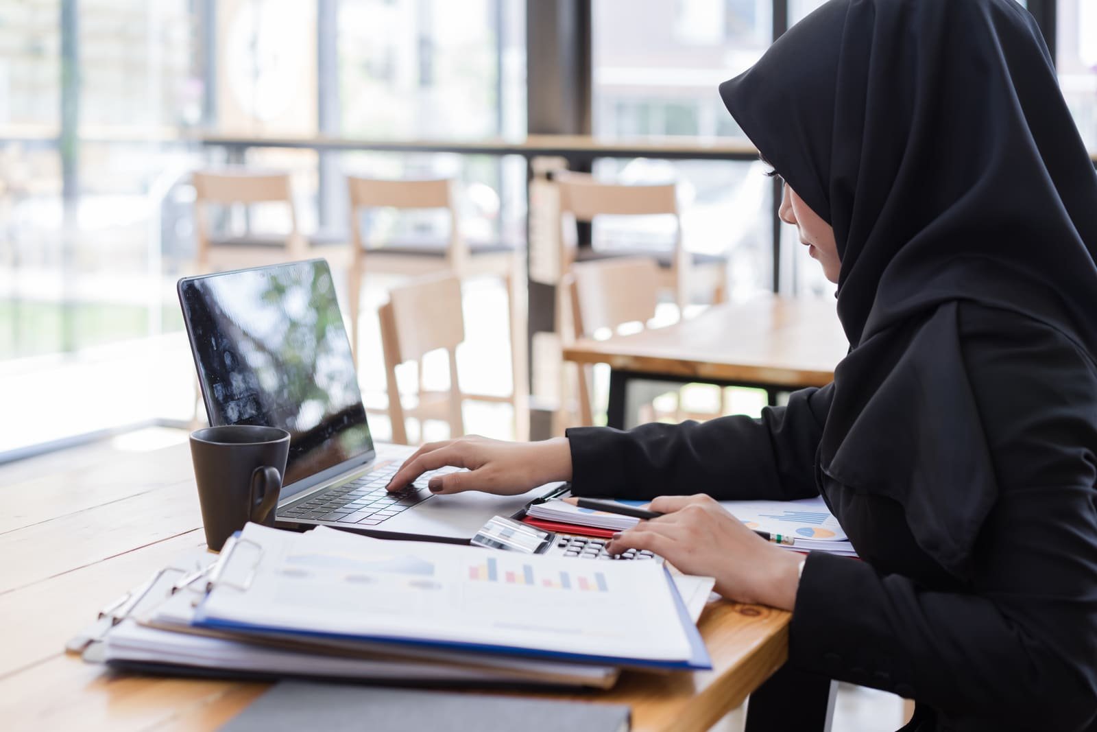 Studying at a laptop
